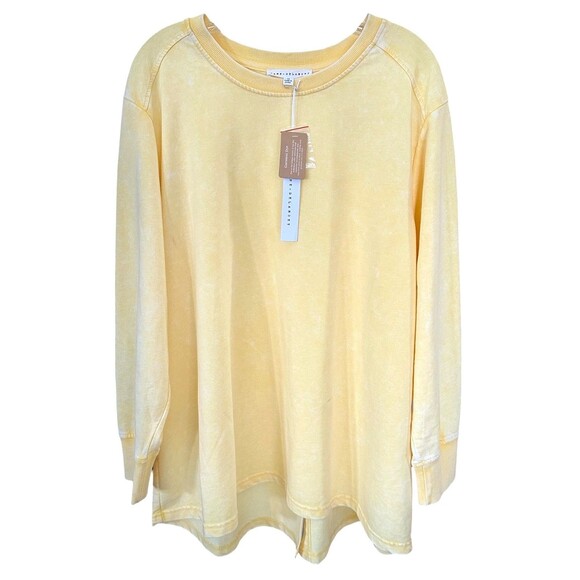 Jane and Delancey Tops - Jane & Delancey Women's Garment Dye Blouse Top Long Sleeve Plus Size 1X Yellow